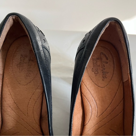 Clark’s Indigo Town Classic Preppy Black Leather Kiltie Loafer Pumps Womens 9.5M - Picture 9 of 15